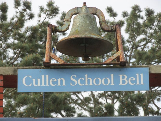 The historic school bell, rung 100 times to celebrate 100 years of Cardiff schools.
