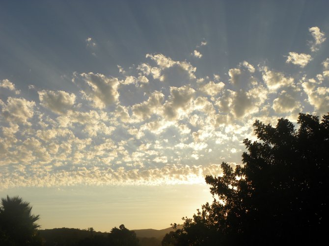 Scientists say that San Diego is getting beautiful sunsets because pollution is at a minimum. This is the beautiful view from the porch of my home. It was breathtaking that day.