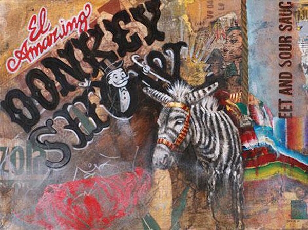 From the exhibit Chicanitas, Jari Werc Alvarez’s Donkey Show
(2008 mixed media, from the collection of Cheech Marin) 
