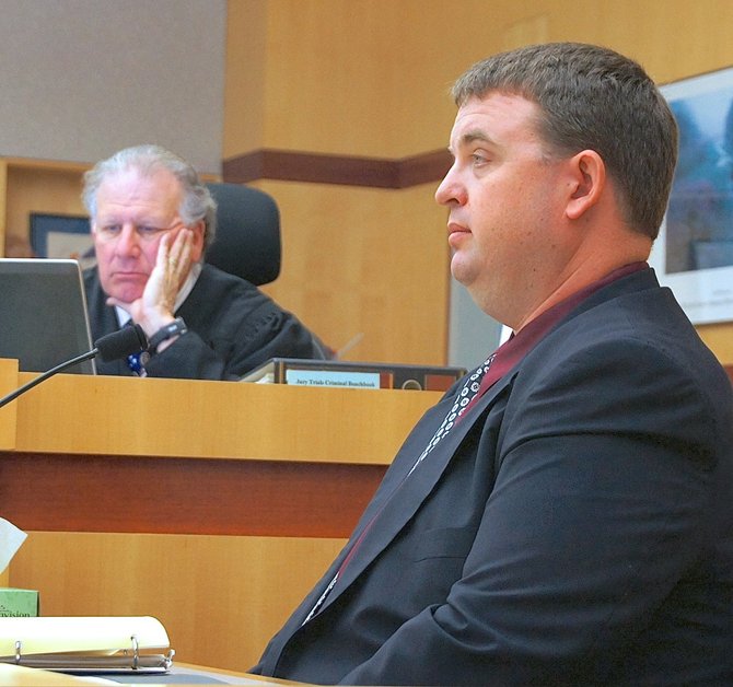 Superior court judge Harry Elias w Escondido police detective Erik Witholt. Photo by Eva