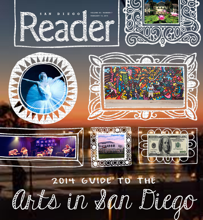 For the cover contest submission
-----------
Balboa Park's fine architecture
San Diego Museum of Contemporary Art
Exciting performances at the San Diego House of Blues
A mural by one of the members of Santos Fine Art Galley Leucadia
Ballet
And lastly the beautiful practice of scamming by our leaders!