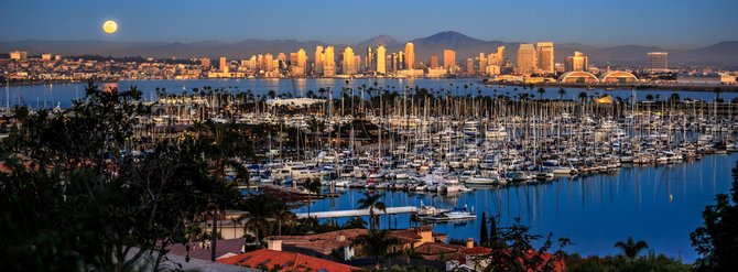 Moonrise over San Diego by Eric Larson. 