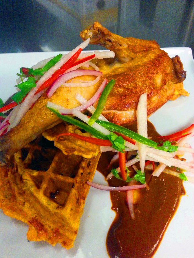 Saltbox's own picture of how the chicken and waffles could look