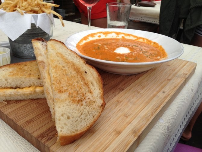 Grilled cheese and tomato basil soup, the soup is much better than the sandwich