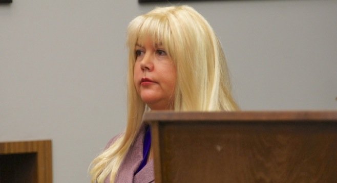 Julie Harper in court Feb 24 2014. Photo by Eva