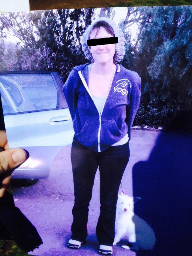 Photo of suspect in parking lot with someone else's dog