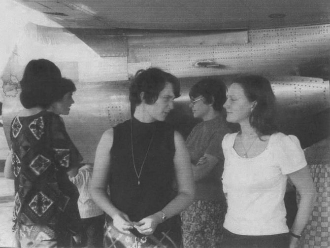 At airport in Guyana in 1974. "Laura pictured center"