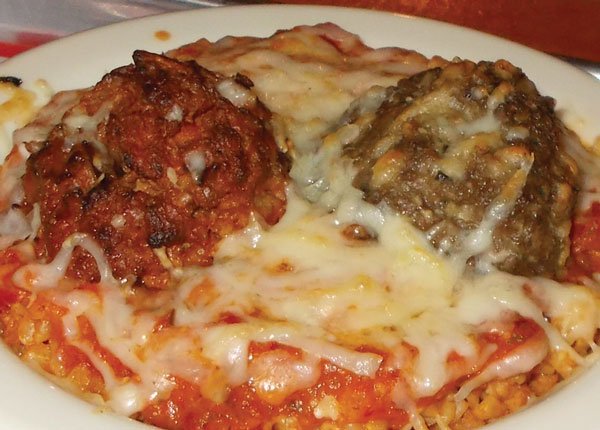 Paella with chorizo meatballs