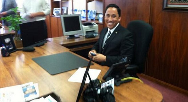 From Todd Gloria's January 8 Twitter feed. Yeah. That's a smartphone in his hands.