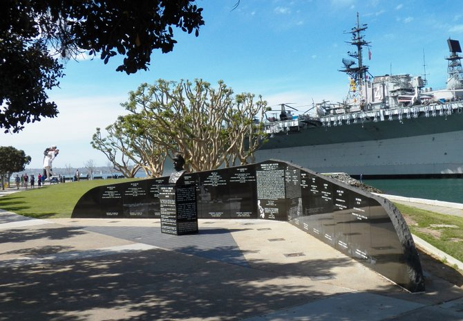 World War II memorial displays awaiting display of the Vietnam Veterans Memorial replica.