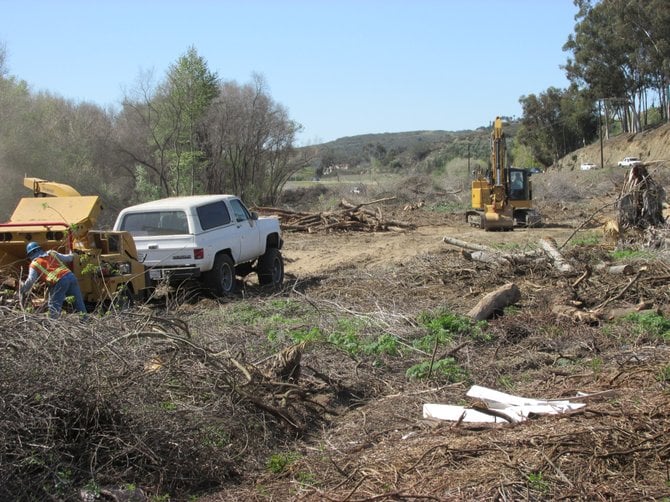 Clearing of brush and trees to make way for the Highway 76 widening project. 