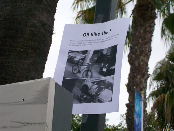 OB Bike Thief poster on tree near Barnes Tennis Center.