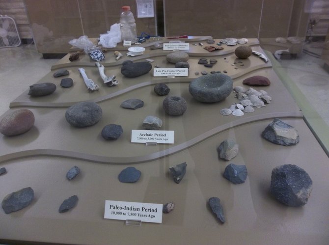 Native American artifacts at the San Diego Archaeology Center. 