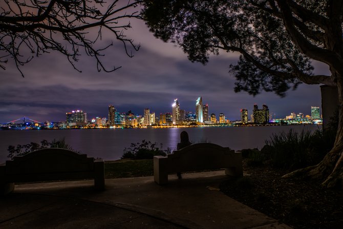 The San Diego Skyline seen from my favorite spot in the city in Coronado.
