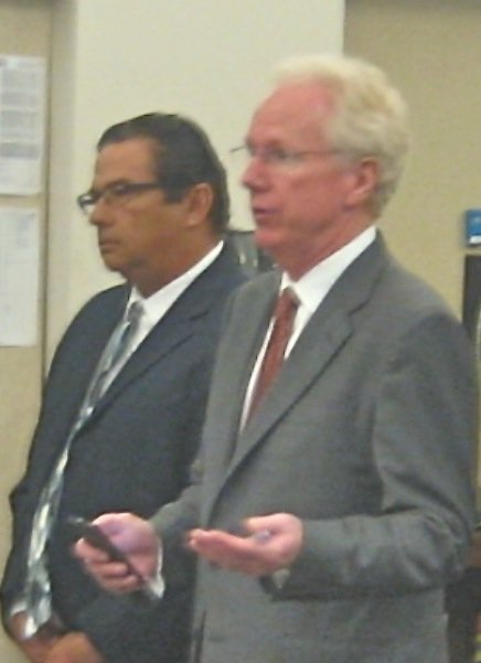 Former Sweetwater superintendent Jesus Gandara beside attorney Paul Pfingst