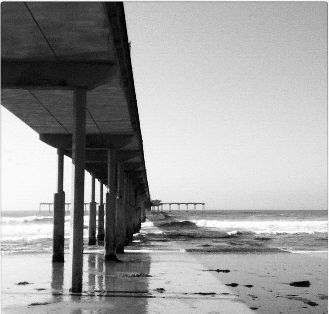 The Ocean Beach pier in black and white :) love it!