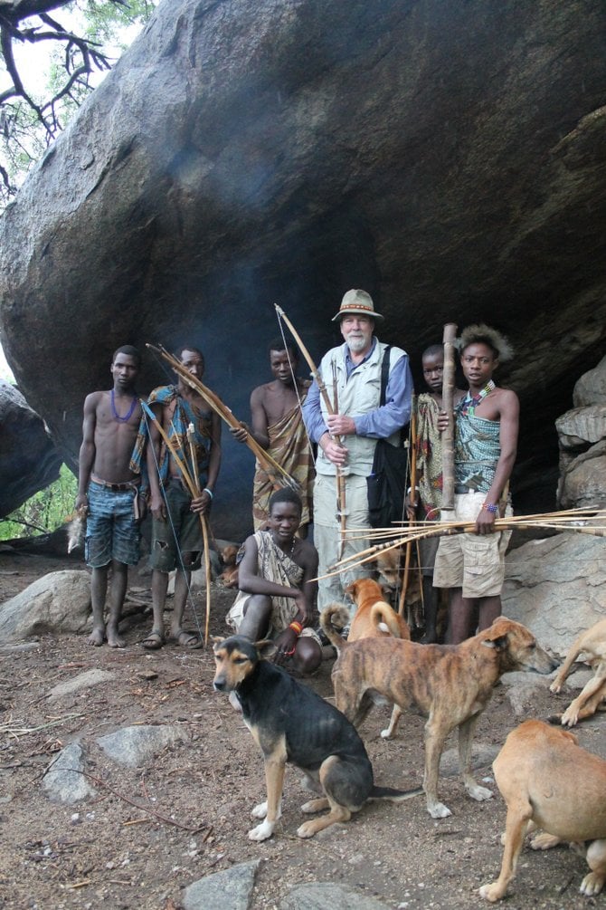 The author with Hadzabe hunters. 