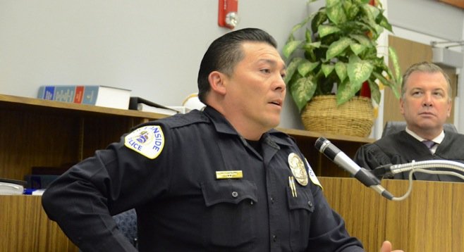 Oceanside police officer Bob Sterling and Judge Blaine Bowman. Photo by Weatherston