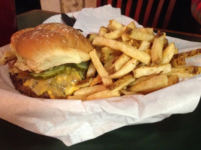 How can you improve on this? Char-cheddar cheeseburger. Lefty's Chicago Pizzeria.