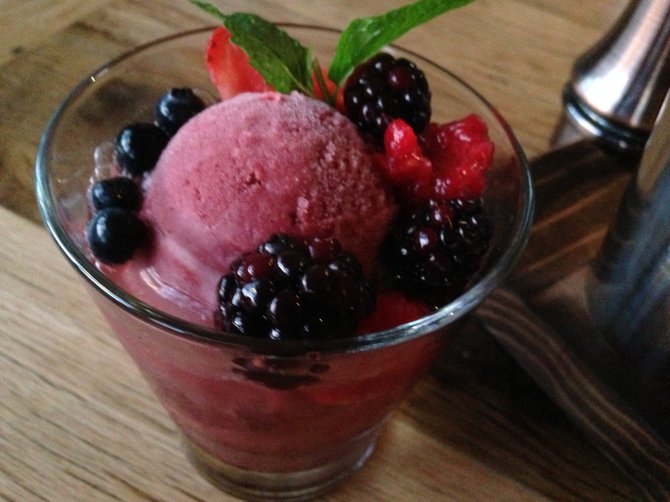 Raspberry sorbet and ginger beer