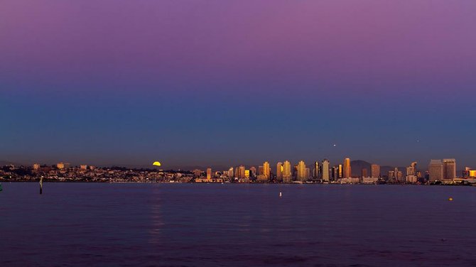 Moon rising over San Diego by Cameron Scott Photography