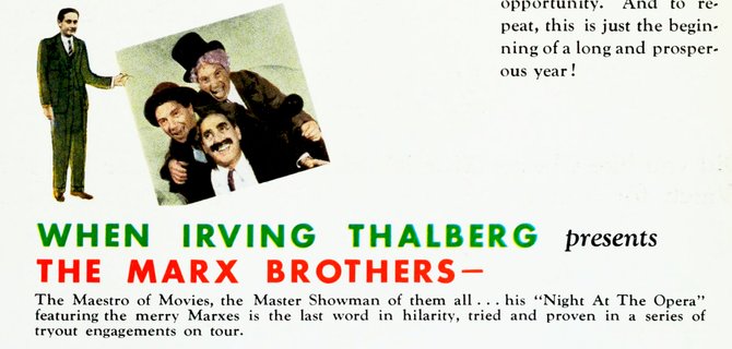 Is this a good thing? After all, it was Thalberg who saw to it there more musical numbers and cutaways from the romantic leads to the Brothers instead of the other way around. From "The Film Daily," 7-19-35.