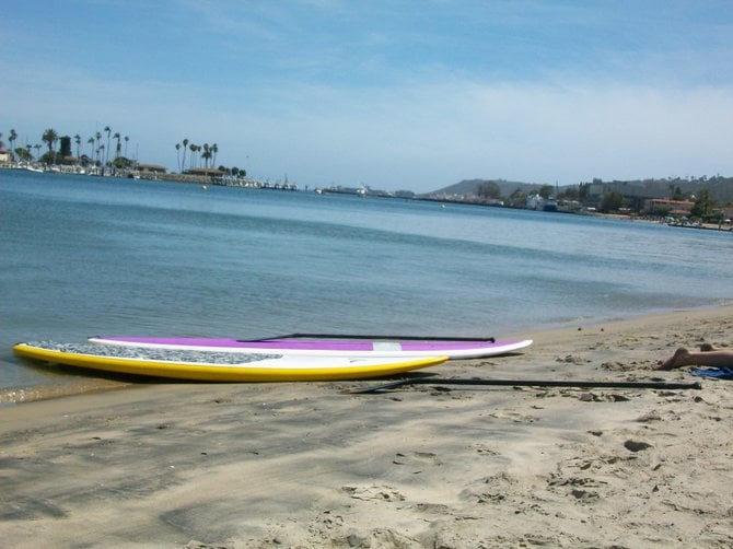 Paddle-boarding along San Diego Bay near Shelter Island.