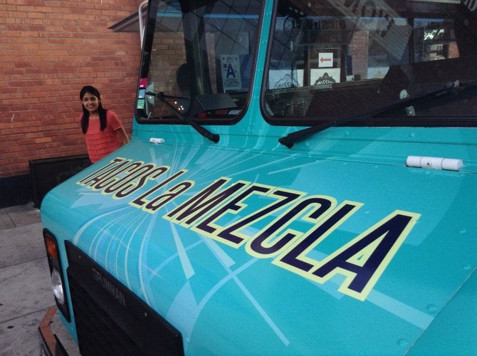 Diana at the front of the truck