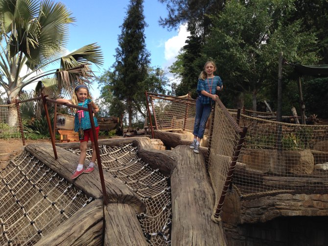 My nieces checking out the play area