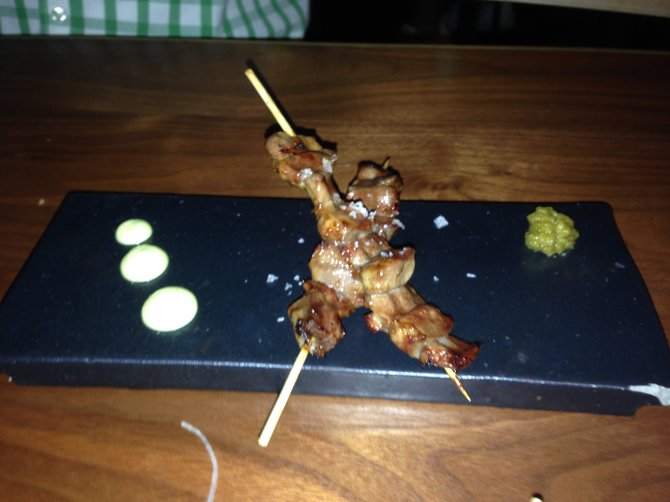 Grilled chicken gizzards at Blue Ocean Robata and Sushi Bar