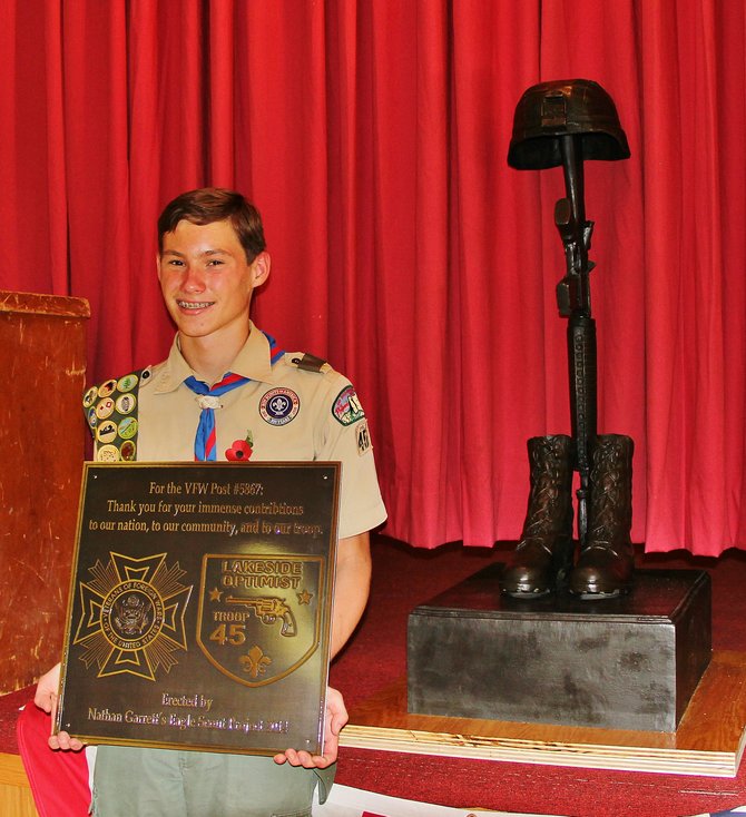 Boy Scout Nathan Garrett with Eagle Scout project