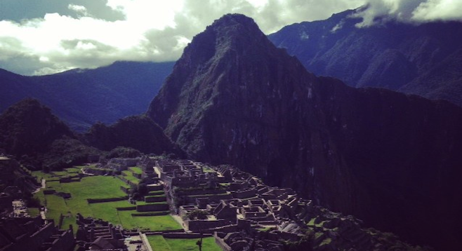 Iconic Macchu Picchu shot: the ancient city from the trail above.  
