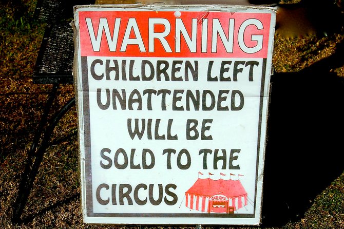 Warning sign on the Prado, Balboa Park