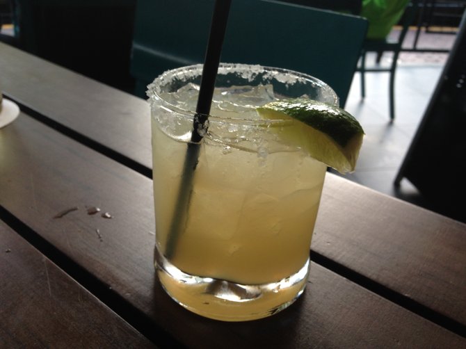 Spike Africa's Sand Dancer margarita is made with El Jimador Blanco, tequila, apricot, lime juice and chipotle syrup.