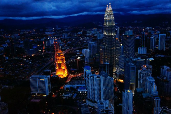 The famous Petronas Towers of Kuala Lumpur, Malaysia 