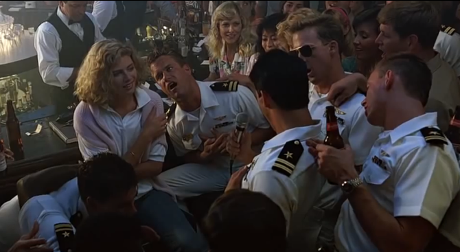 "Equally concerning is the fraternization and the excessive use and glamorization of alcohol." (Scene from Top Gun.)
