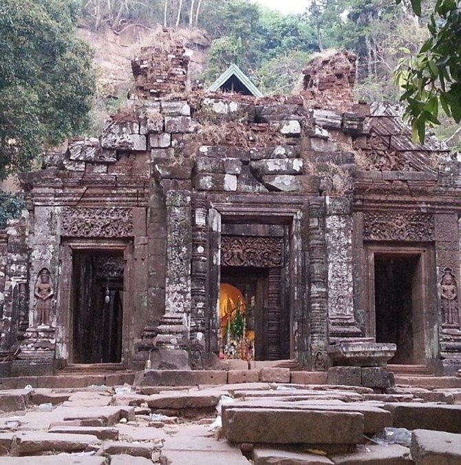 A 7th century old temple. Vat Phou is located in Pakse, Laos in the Champasak Province. I hiked through the forest and up ancient stone steps to get to this temple in February of 2014.