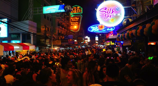 Bangkok's Khao San Road in full effect on New Year's Eve 2013. 
