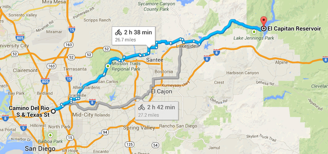 26.7-mile route to El Capitan Reservoir. 