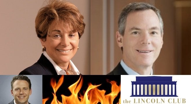 After backing mayoral hopeful Nathan Fletcher (bottom) last year, Qualcomm (ex-CEO Paul Jacobs, right) put money into the "leadership committee" of House Democrat Anna Eshoo (top left)