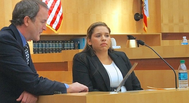 Deputy Michelle Storms being cross-examined by defense attorney Matthew Roberts