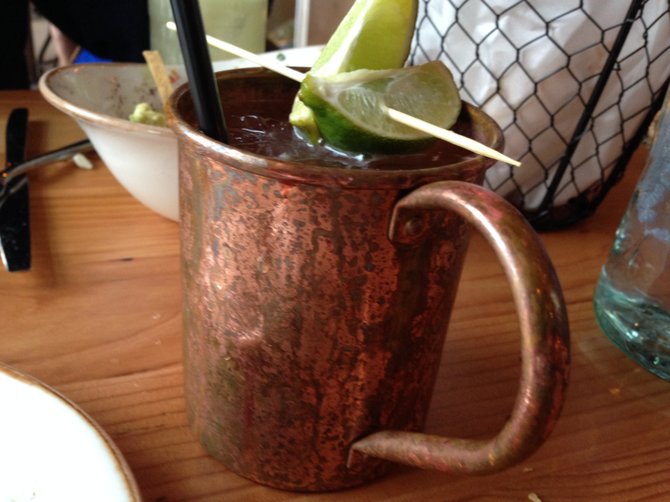 Burro Blanco at Puesto La Jolla, a variation of the Moscow Mule using tequila instead of vodka