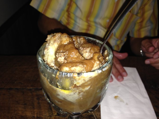 Chocolate chip cookie sundae with house made caramel sauce at Sessions Public.