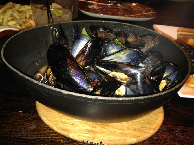 Black mussels at Saltbox: lemongrass, ginger broth, sambal chile, coconut milk