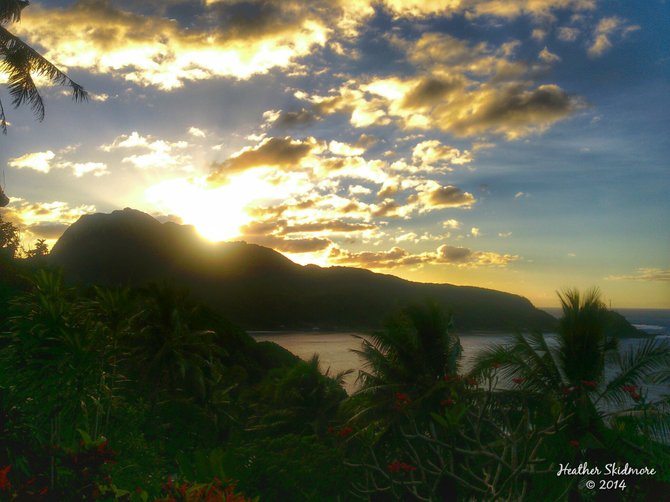 Sunrise over Rainmaker Mountain in American Samoa