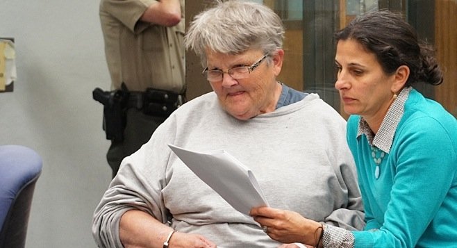 Cynthia Cdebaca (left) at her arraignment in February