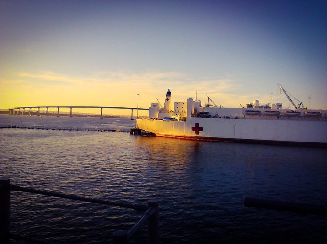 National city.  Ship yard sunset