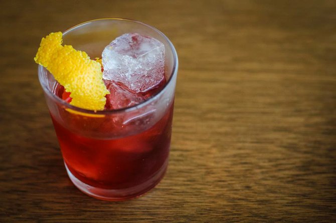Monello's Il Corso: Equal parts of house made vermouth (secret recipe aromatized wine of 26 herbs and botanicals), campari, and bourbon.