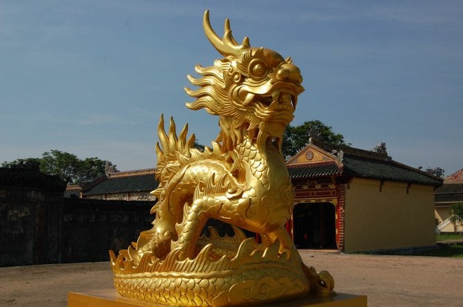 A statue of a dragon at Huế's Citadel, a remarkable royal complex now a UNESCO World Heritage Site that was the scene of fierce fighting during 1968's Tết Offensive.