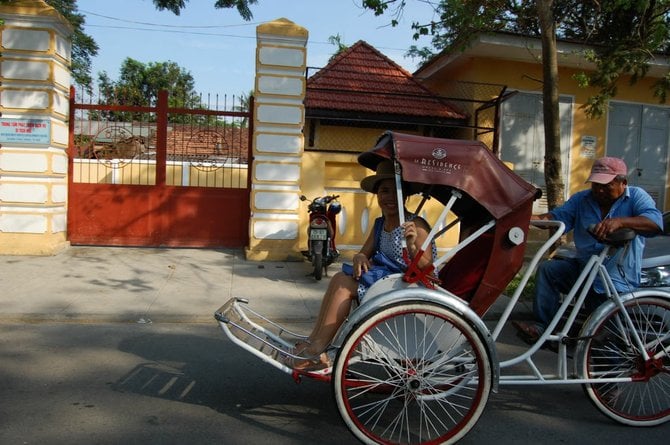 We went to the Citadel via cyclos, a popular mode of transport in Vietnam that is sort of half buggy, half bicycle.